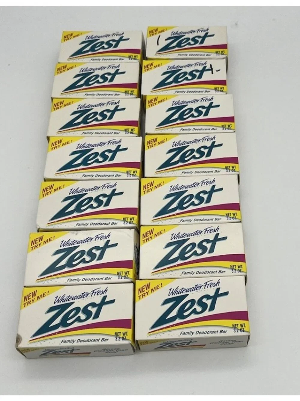 Vintage 1992 Zest Whitewater Fresh Family Deodorant Soap Net Wt 3.2 oz Lot of 14
